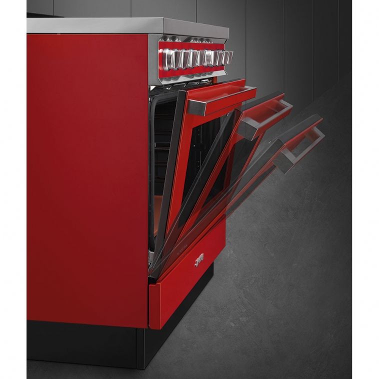 תנור משולב כיריים - ניקוי פירוליטי Smeg CPF9GPOR גימור אדום – תמונה 2
