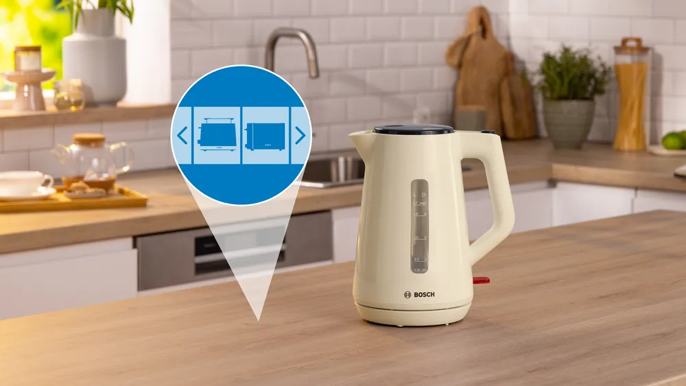 קומקום חשמלי 1.7 ליטר Bosch בוש MyMoment TWK1M127 קרם – תמונה 3