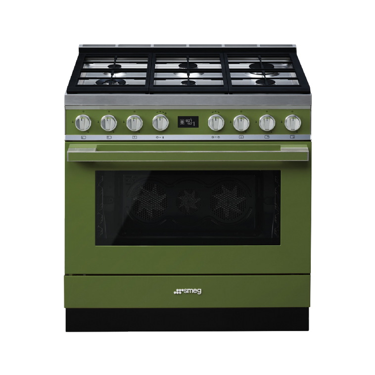 תנור משולב כיריים - ניקוי פירוליטי Smeg CPF9GPOG  גימור ירוק זית