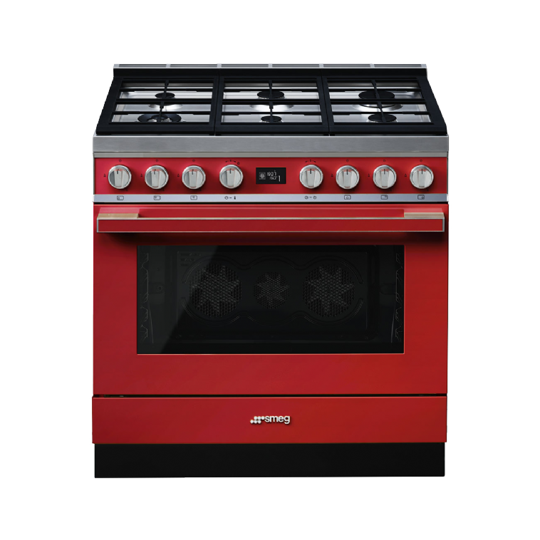 תנור משולב כיריים - ניקוי פירוליטי Smeg CPF9GPOR  גימור אדום