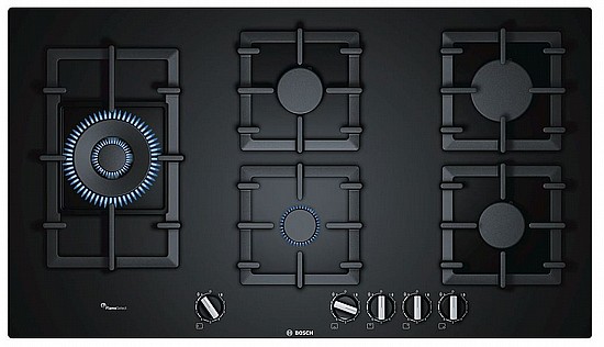 כיריים גז יוקרתיות 90 סמ דגם Bosch PPS9A6B90 זכוכית שחורה