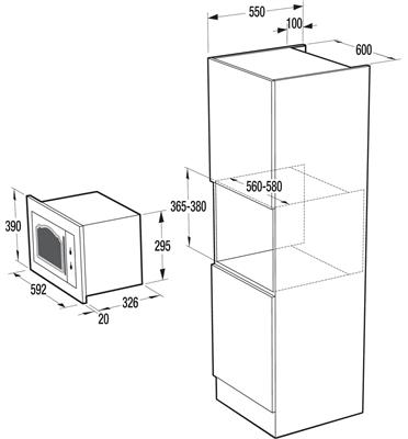 מיקרוגל בנוי משולב גריל GORENJE BM235CLB במלאי!!! – תמונה 2