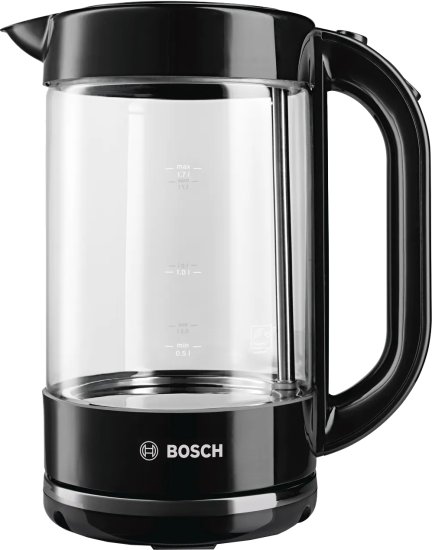 קומקום זכוכית 1.7 ליטר Bosch TWK70B03 2400W – צבע שחור