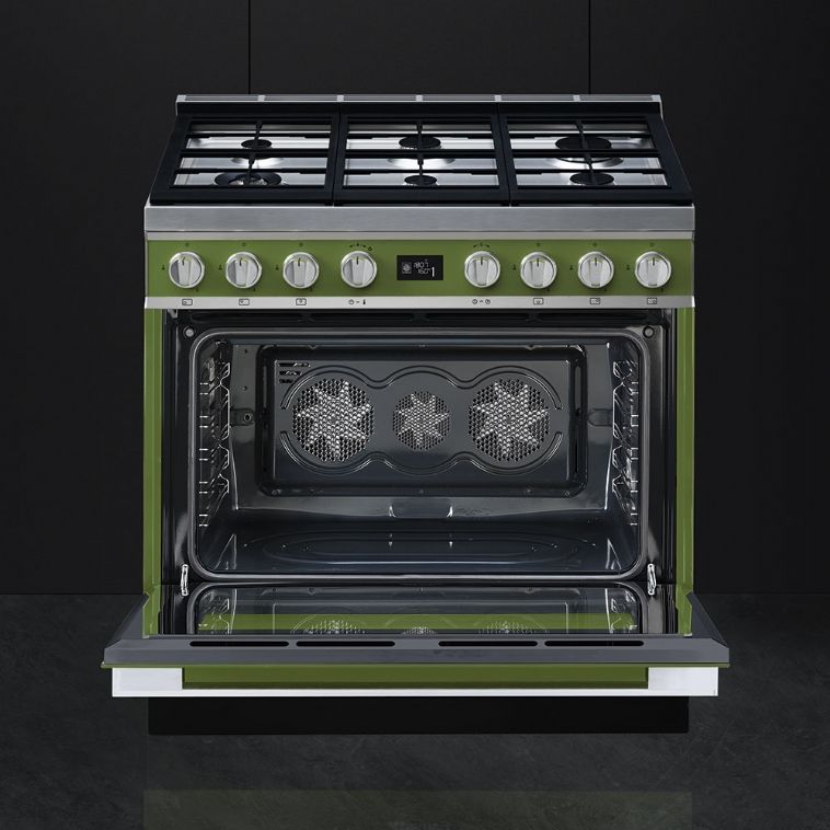 תנור משולב כיריים - ניקוי פירוליטי Smeg CPF9GPOG גימור ירוק זית – תמונה 2